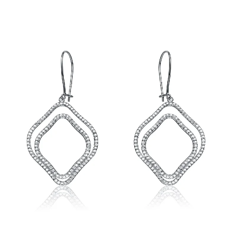 Hoop earrings with rhinestone embellishments for a glamorous and sparkling look-Sterling Silver Double Dangle Earrings