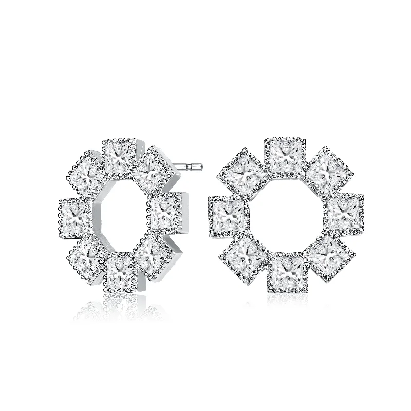 Hoop earrings with rhinestone-studded rims for a glamorous touch-Palais Princess Bezel Earrings