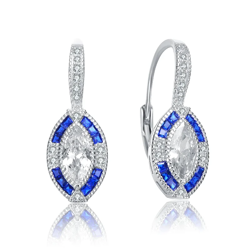 Best hoop earrings with baroque pearls for a luxurious and elegant vibe-Renée Blue Zirconia Leverback Earrings