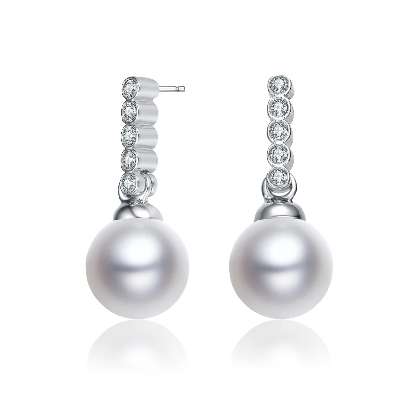 Best hoop earrings with gold for a luxurious and timeless look-Delphine Pearl Round Cubic Zirconia Drop Limited Edition Earrings