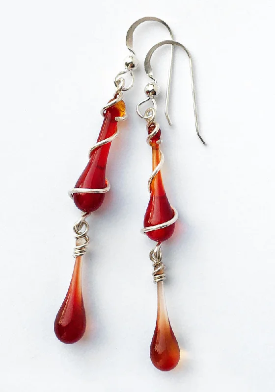 Hoop earrings with twisted leather for a chic and modern boho look-Firelight Gemini Earrings