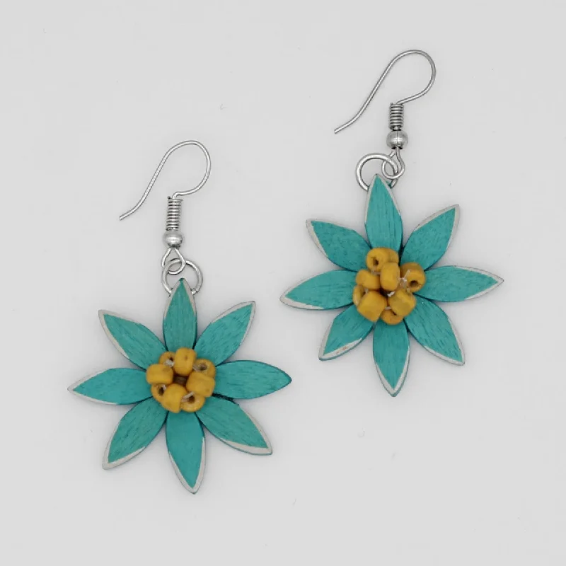 Best hoop earrings with oval shapes for a unique and elongated design-Teal Amaya Flower Earrings