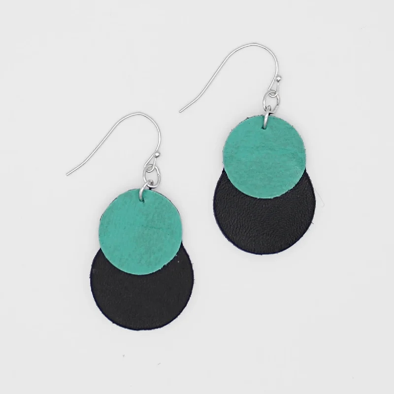 Hoop earrings with a matte black finish for a sleek, edgy vibe-Teal Paris Leather Earrings