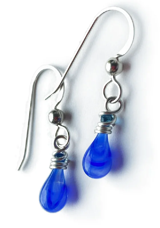 Hoop earrings with satin finishes for a smooth and elegant appearance-Tiny Blue and White Demi Earrings