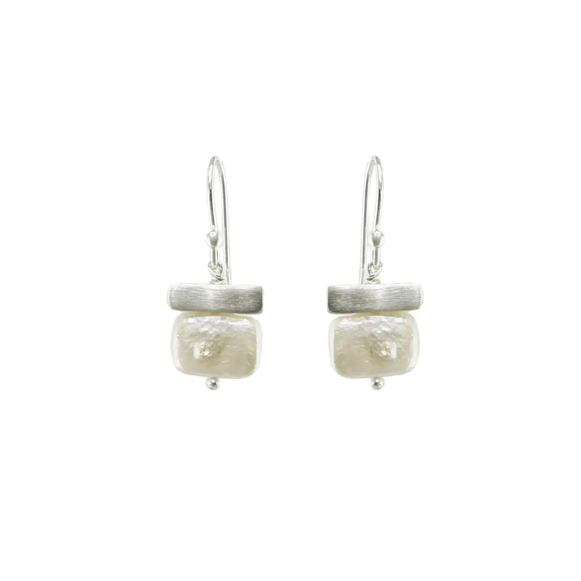 Best hoop earrings with braided leather for a rustic, stylish finish-Sterling Pearl Bar Earrings