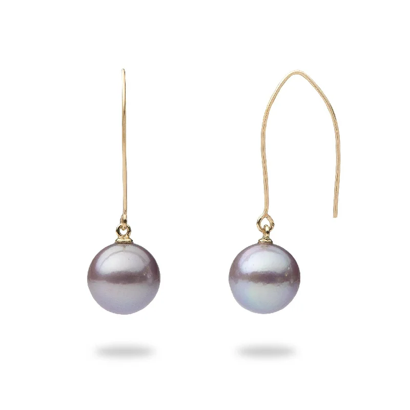 Small hoop earrings for a delicate and understated everyday wear-Ultraviolet Freshwater Pearl Hook Earrings in Gold - 10-11mm