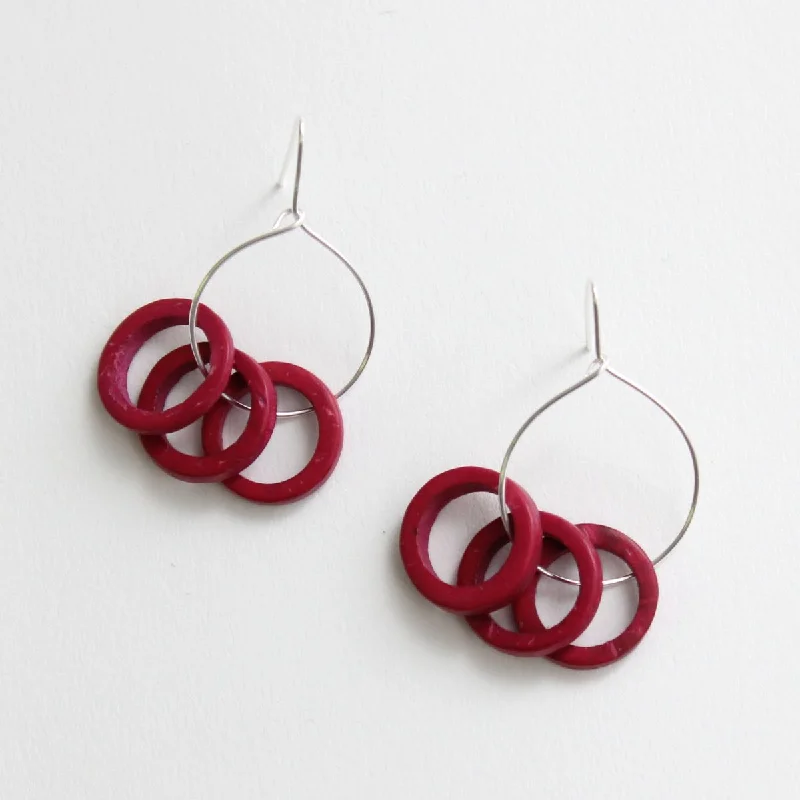 Best hoop earrings with geometric hexagon shapes for a modern, angular look-Wine Circle Dangle Earrings