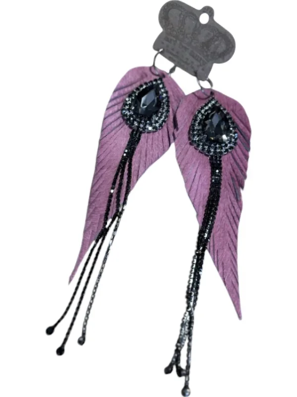 Best hoop earrings with tribal designs for a cultural and exotic aesthetic-Women's Feathered Crystal Fringe Earrings In Pink