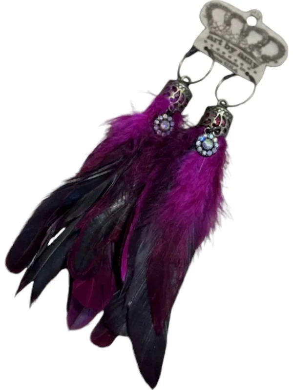 Hoop earrings with faceted crystals for added sparkle and shine-Women's Feathered Earrings In Hot Pink