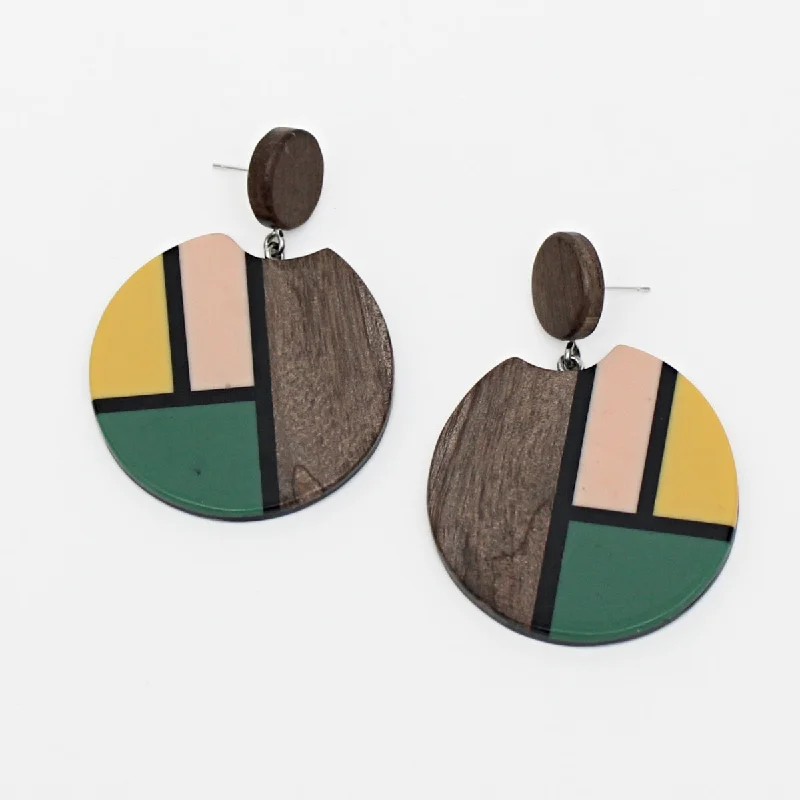 Hoop earrings with polished silver finish for a shiny, modern appeal-Yellow and Green Geometric Eloise Earrings