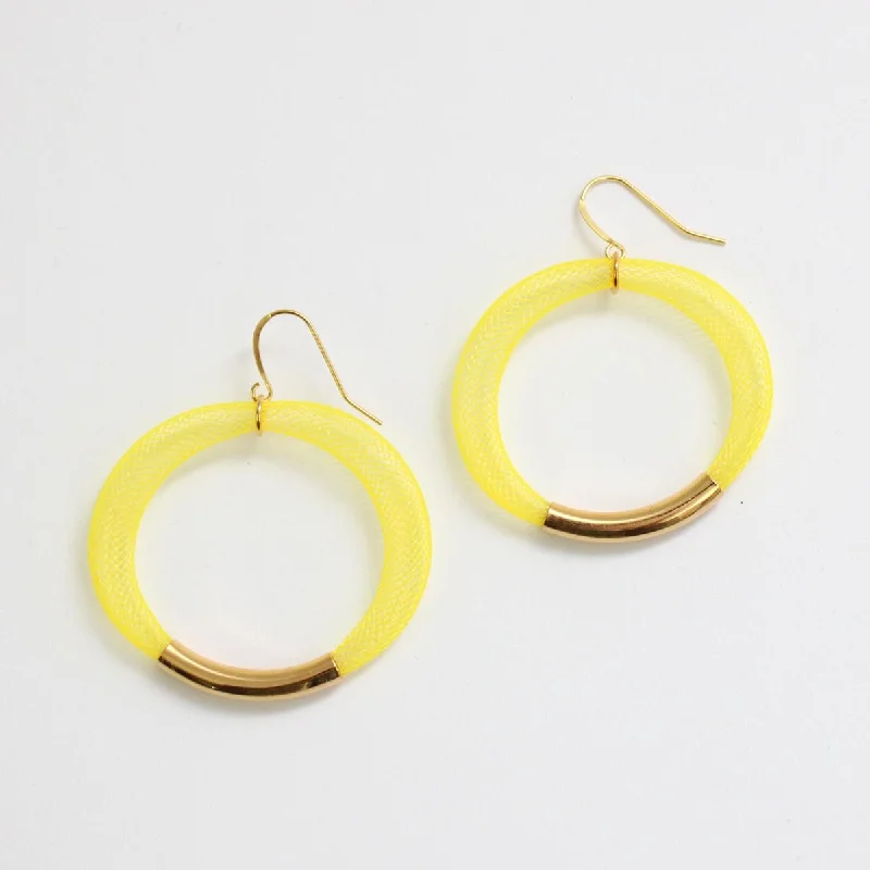 Best hoop earrings with floral designs for a feminine and delicate look-Yellow Mesh Hoop Earring Gold