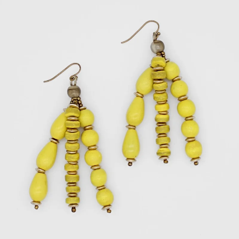 Best hoop earrings with asymmetrical designs for a fashion-forward, avant-garde look-Yellow Multi Strand Simone Earrings