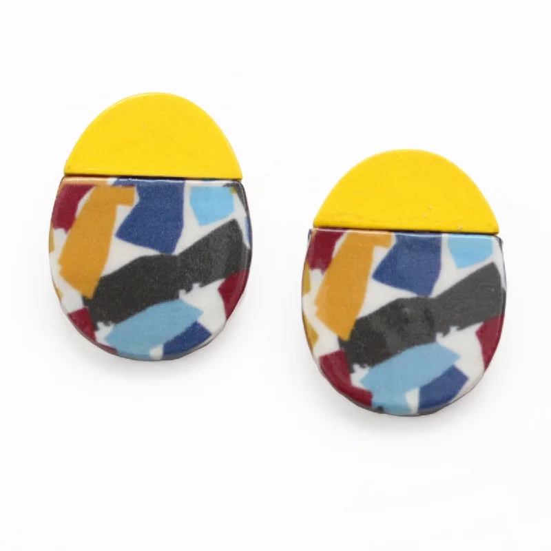 Best hoop earrings with minimal embellishments for a sleek and modern look-Yellow Oval Wood Earrings