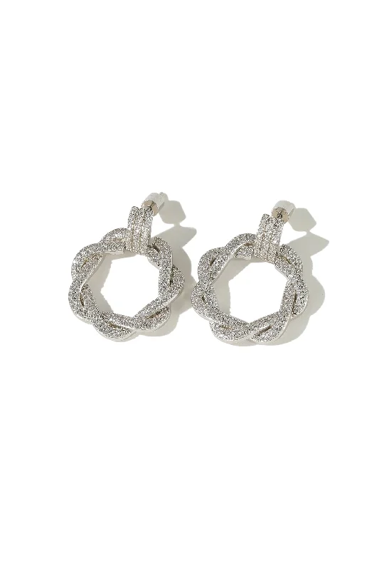 Hoop earrings with diamond-cut surfaces for added sparkle and shine-Ysabel Pavé Eternity Twist Hoop Earrings