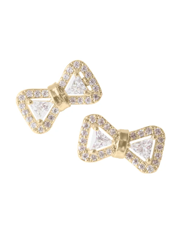 Hoop earrings with twisted metal designs for a dynamic and modern style-Zoe Bow Stud