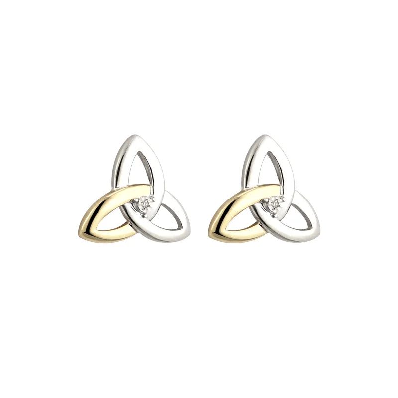 Animal Print Stud Earrings for Fun -12mm, Celtic Trinity knot in sterling silver and 10ct gold with diamond set in centre stud earrings 32519