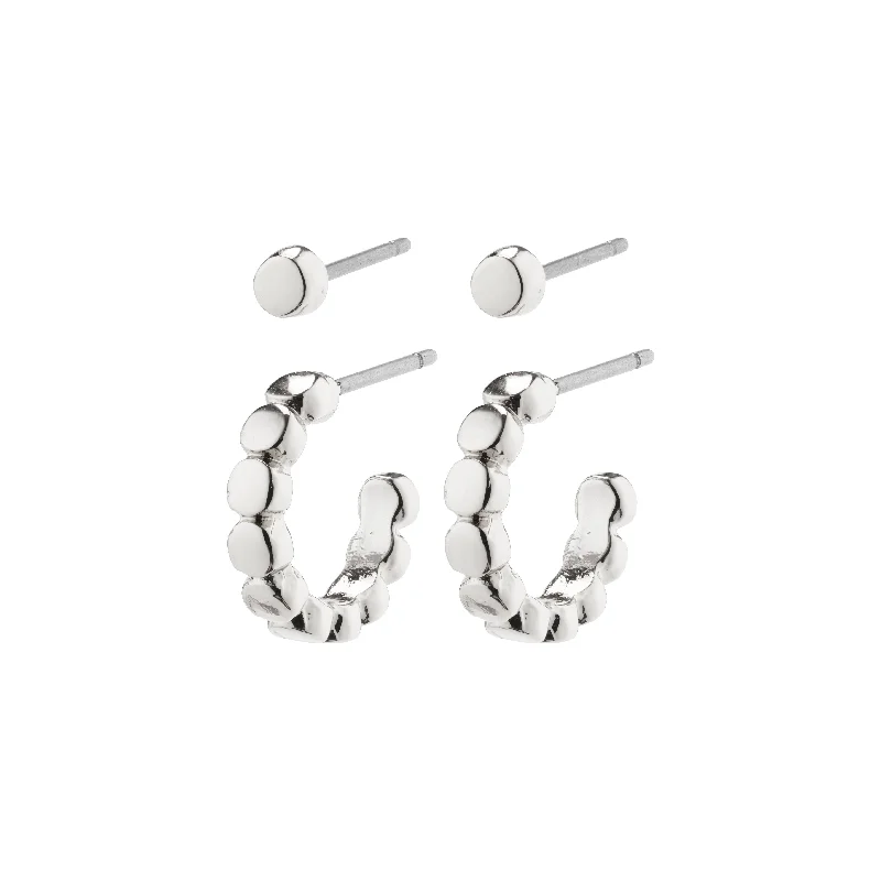 Crystal Stud Earrings for Sparkle -ANGELA 2-in-1 hoop & stud earrings silver-plated