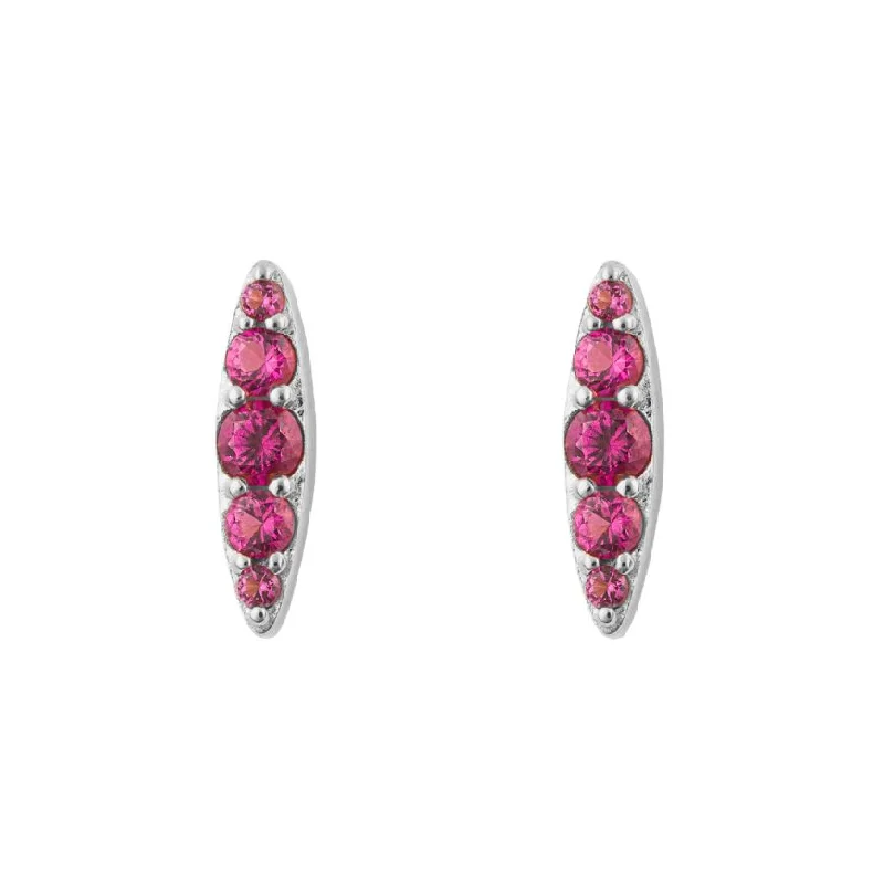 Floral Stud Earrings with Petals -FIORELLI silverNavette Stud Earrings With Fuchsia Crystal 36777