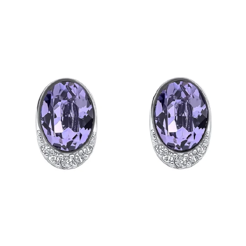 Geometric Stud Earrings for Trend -FIORELLI silver Oval Tanzanite Crystal Stud Earrings With Cubic Zirconia Wave 36781