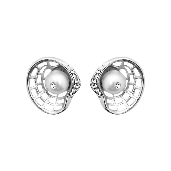 Stud Earrings for Mother's Day -Kriaa Austrian Stone Pearl Silver Plated Stud Earrings - 1313802