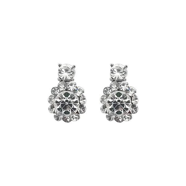 Stud Earrings for Christmas Party -Kriaa Austrian Stone Silver Plated Stud Earrings - 1313811