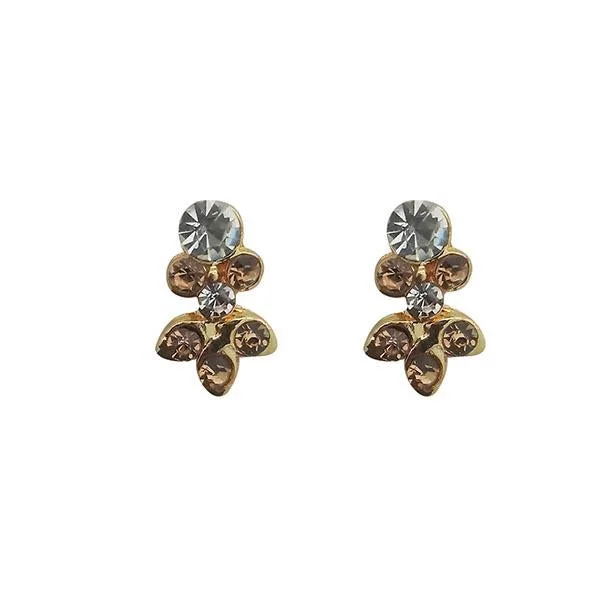 Stud Earrings with Etching -Kriaa Gold Plated Austrian Stone Stud Earrings - 1310052