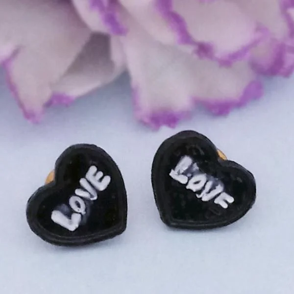 Tarnish Resistant Stud Earrings for Longevity -Kriaa Gold Plated " Love " Heart Shape Stud Earrings