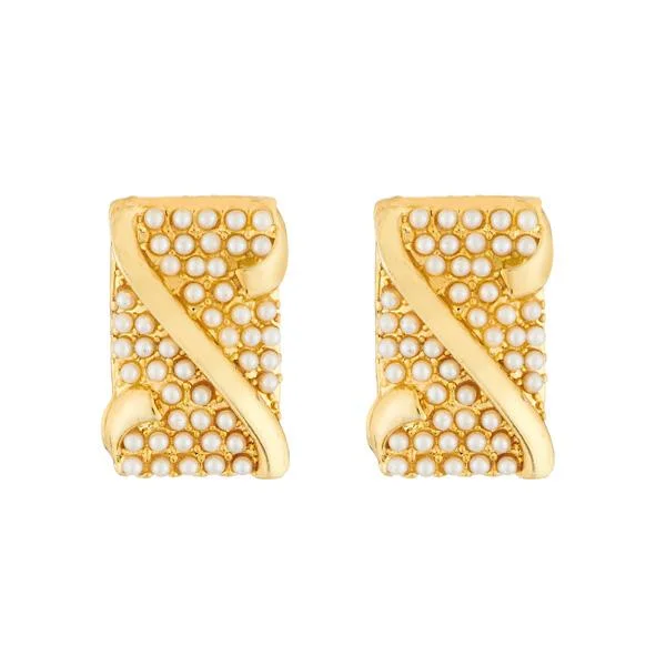 Stud Earrings for Beach Outfit -Kriaa Gold Plated Pearl Stud Earrings - 1310038