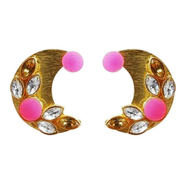 Stud Earrings with Star Motifs -Kriaa Gold Plated Resin Stone Stud Earrings - 1311406C