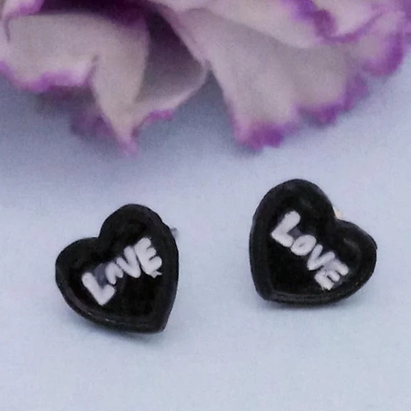 Waterproof Stud Earrings for Outdoor -Kriaa Silver Plated Love Heart Shape Stud Earrings