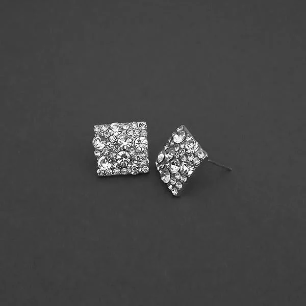 Stud Earrings for Birthday Celebration -Kriaa Silver Plated White Austrian Stone Assorted Stud Earrings - 1310748