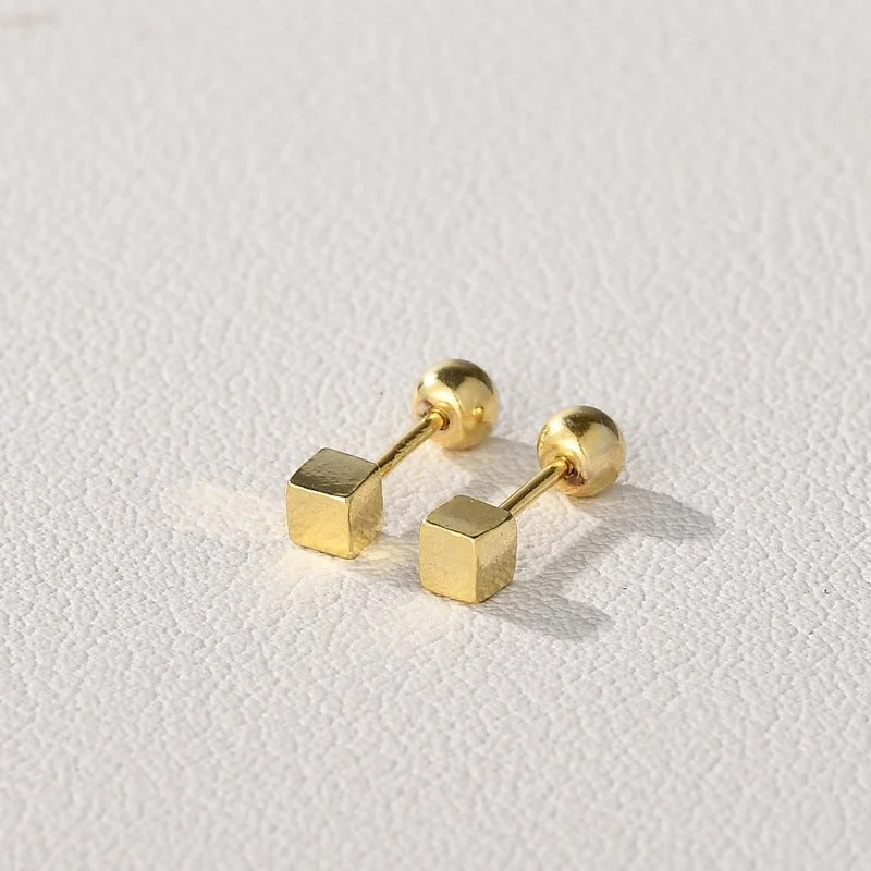 Bohemian Stud Earrings with Tassels -3D Square Screw Back Stud Earrings| two sizes and finishes