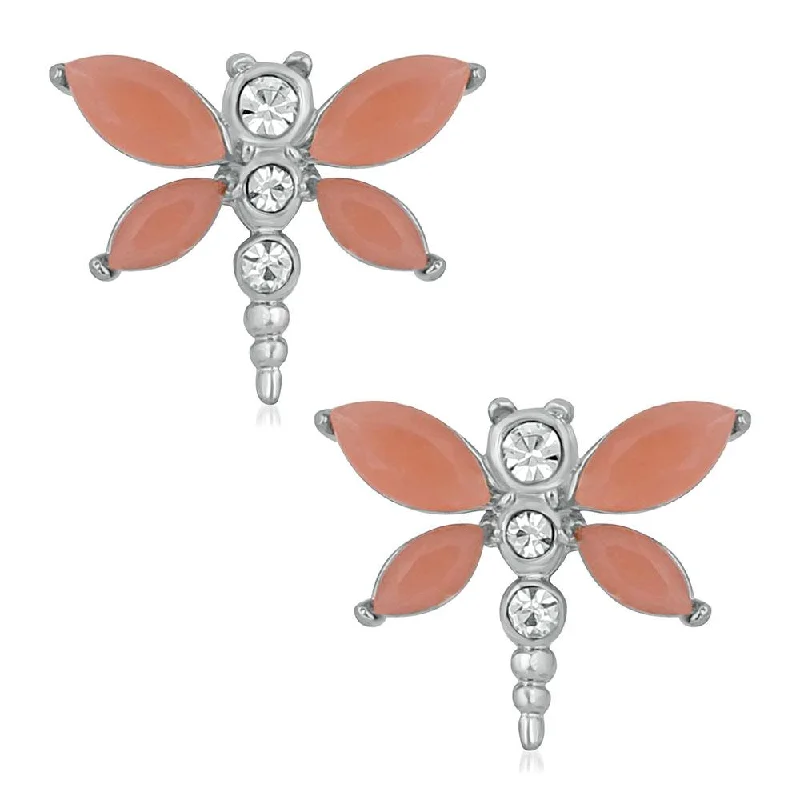 African Stud Earrings with Culture -Mahi Rhodium Plated Enchanting Butterfly Inspired Stud Earrings