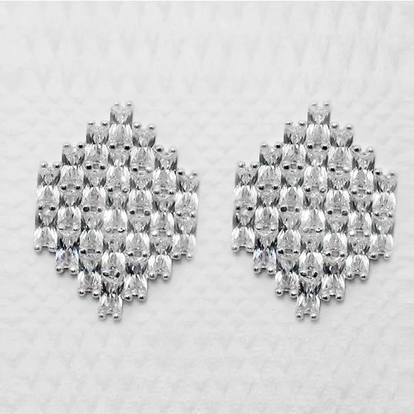 Stud Earrings for Festival Style -Romance Brass Cubic Zirconia Stud Earrings - 1308034