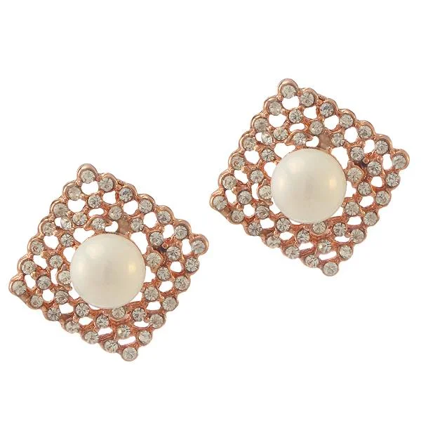 Stud Earrings for Shopping Trip -Urbana Glass Pearl Austrian Stone Stud Earrings - 1306811