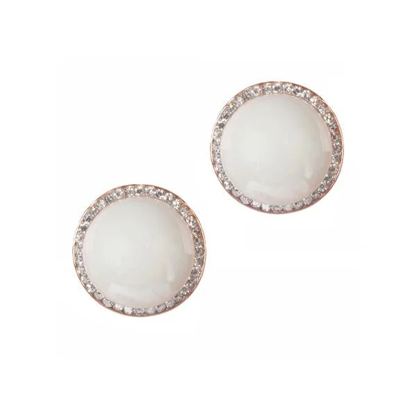 Stud Earrings for Travel Look -Urbana Glass Pearl  Rose Gold Plated Stud Earrings - 1306805