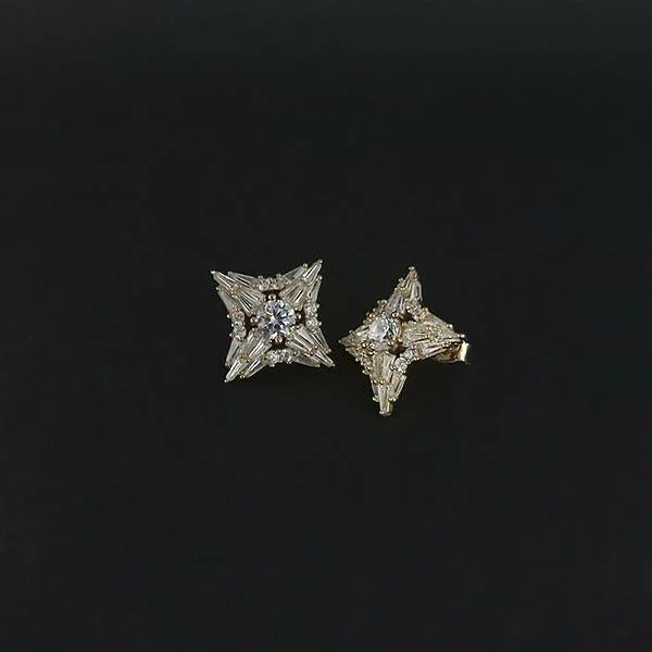 Multi Stud Earrings with Chains -Urthn AD Stone Gold Plated Stud Earrings - 1308045A