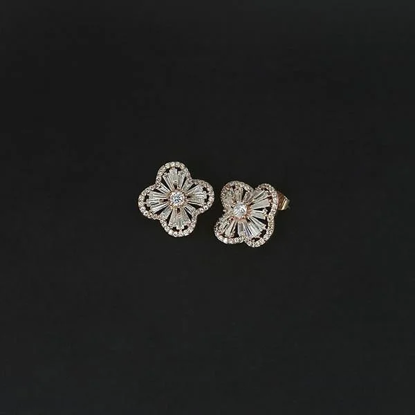 Triple Stud Earrings for Layered -Urthn AD Stone Gold Plated Stud Earrings - 1308046B