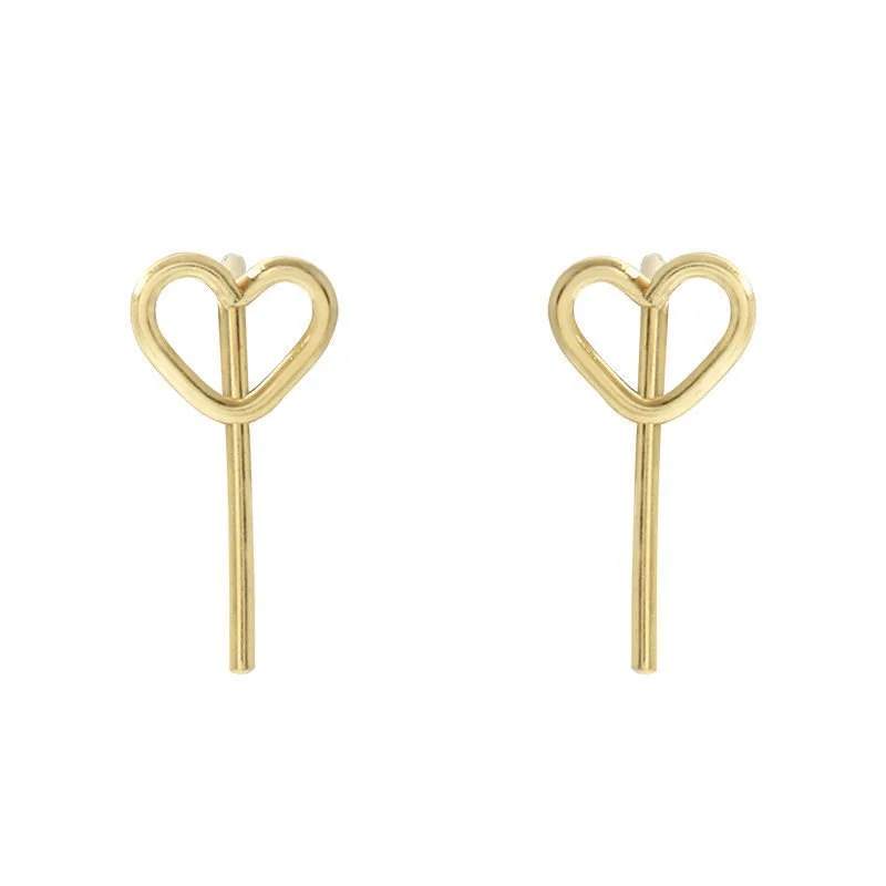 Stud Earrings for Everyday Glamour -Love Hooked Simple Heart Stud Earrings