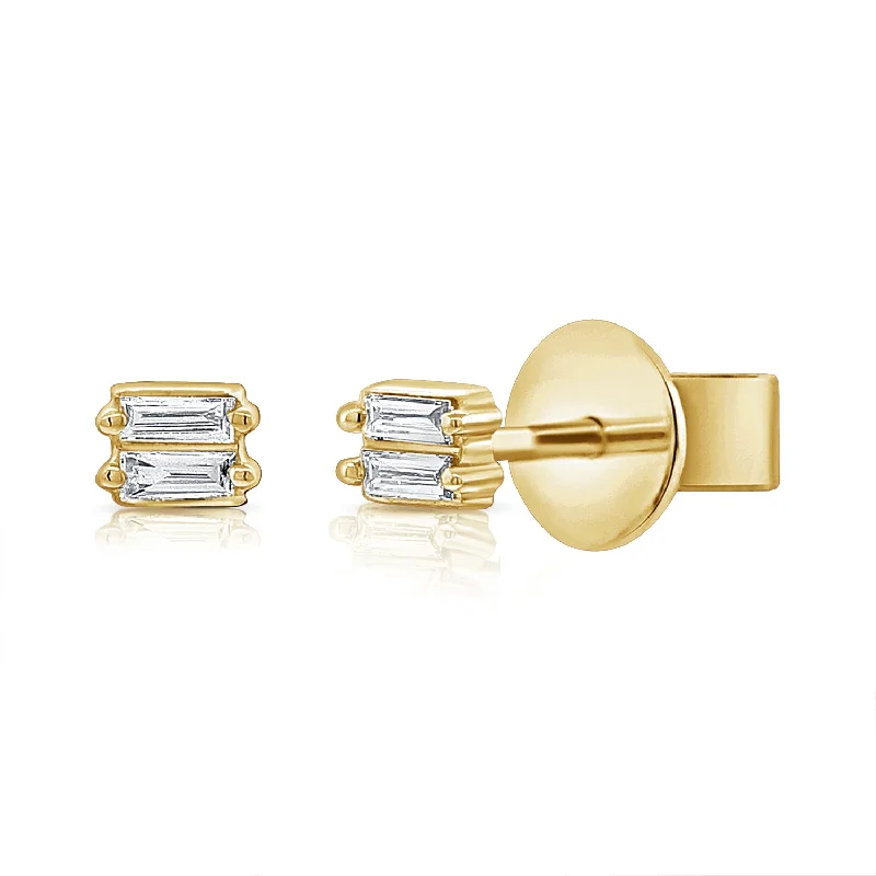 Stud Earrings for Valentine's Day -Modern Baguette Diamond Classic Stud Earrings