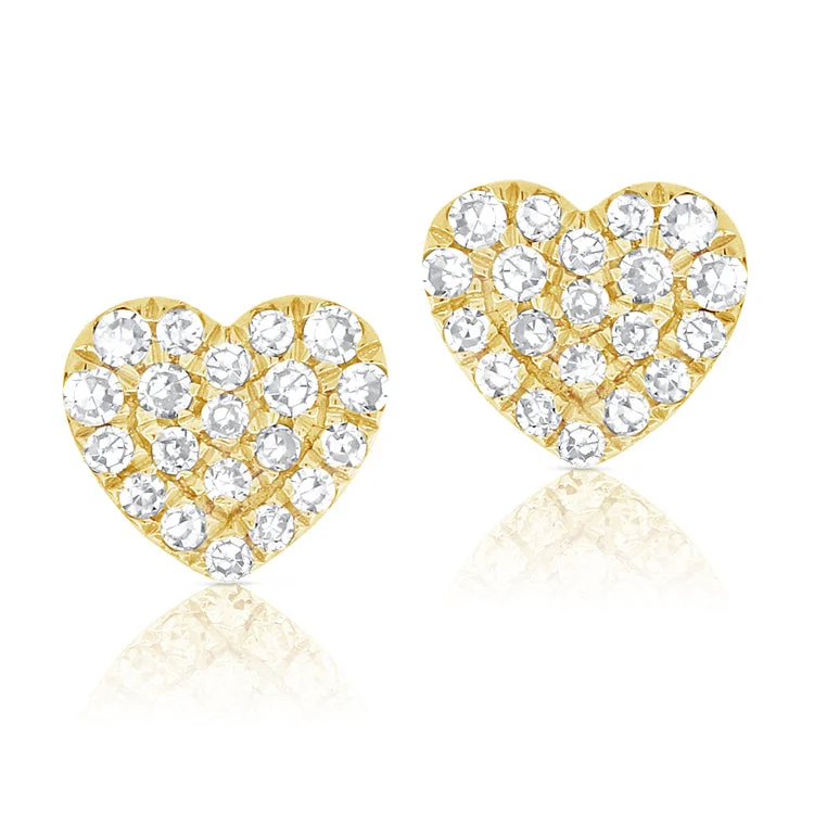 Stud Earrings for Graduation Day -Mini Diamond Pave Heart Stud Earrings