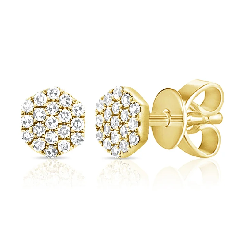 Stud Earrings for Festival Style -Trendy Pave Diamond Disc Stud Earrings