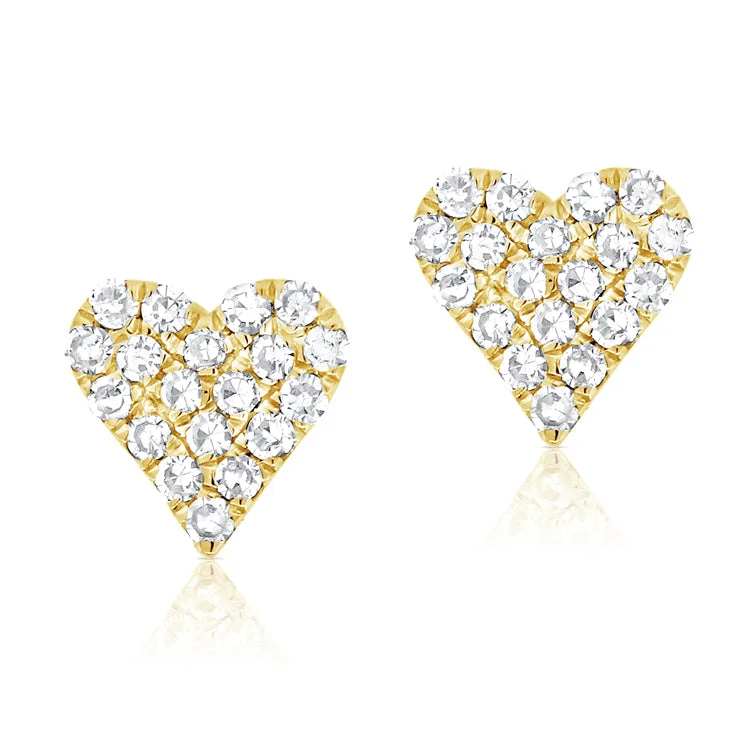 Stud Earrings for Shopping Trip -White Brilliant Diamond Pave Heart Stud Earrings