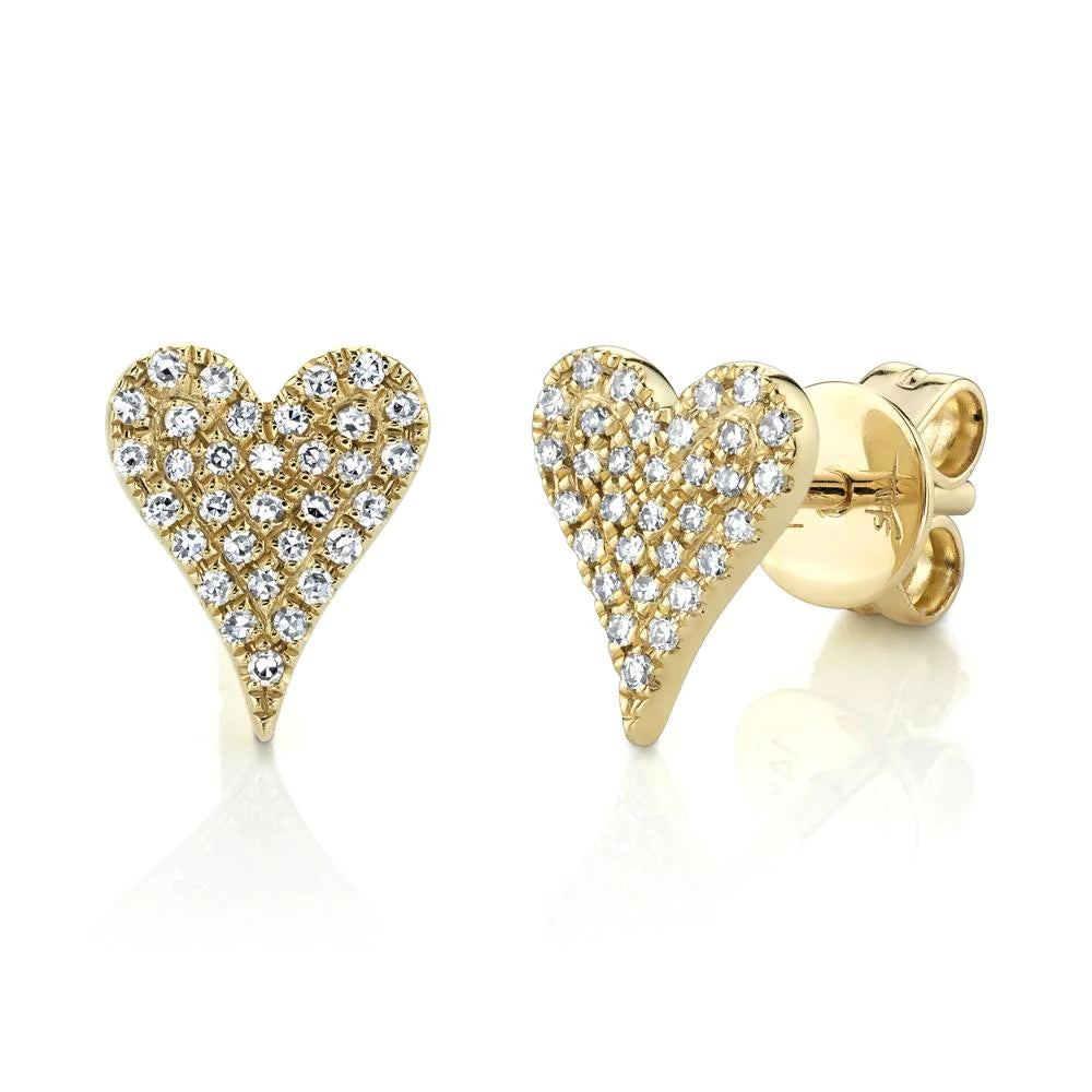 Stud Earrings for Evening Gown -0.14ctw Diamond Pave Heart Stud Earrings