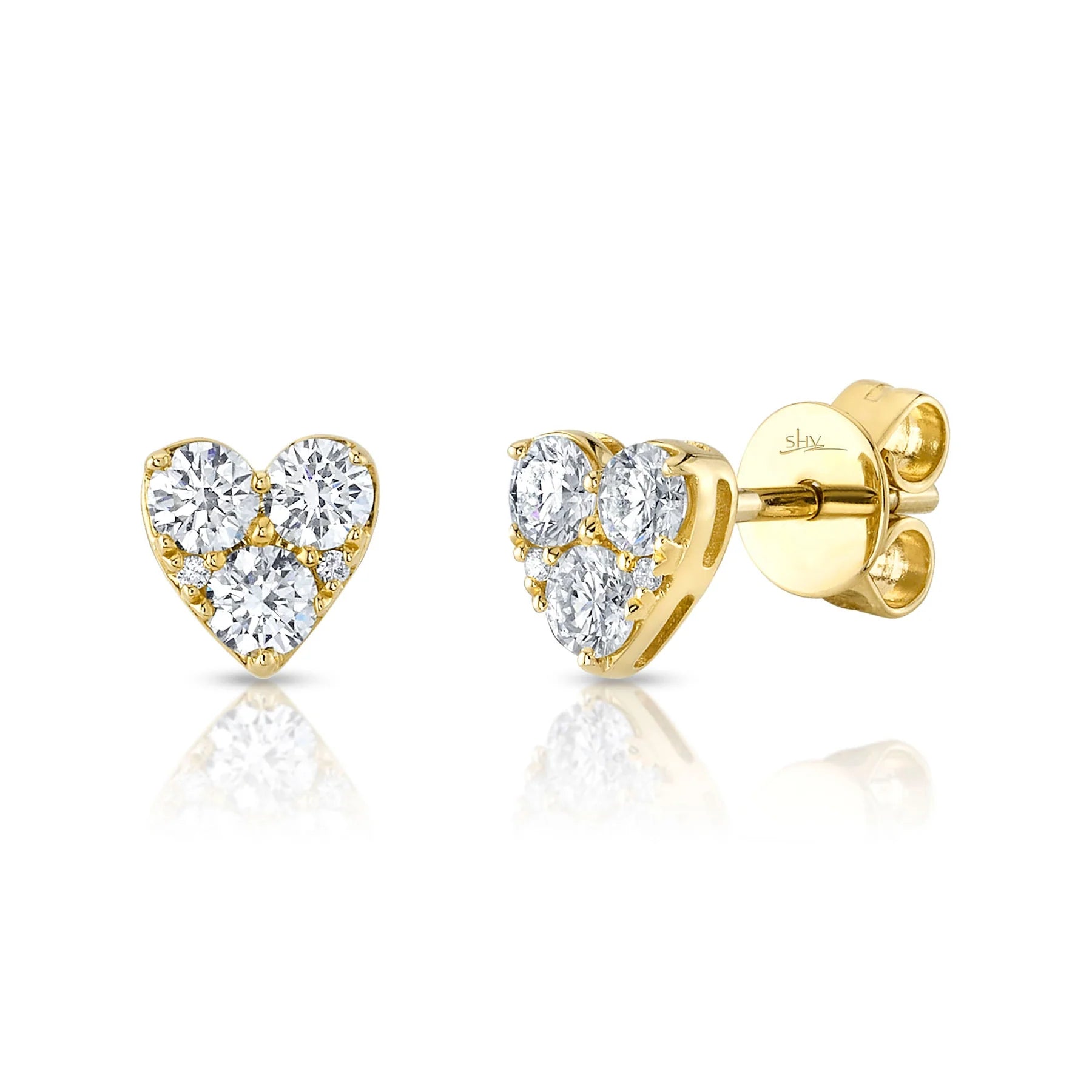 Stud Earrings for Office Wear -0.51ctw Diamond Heart Stud Earrings