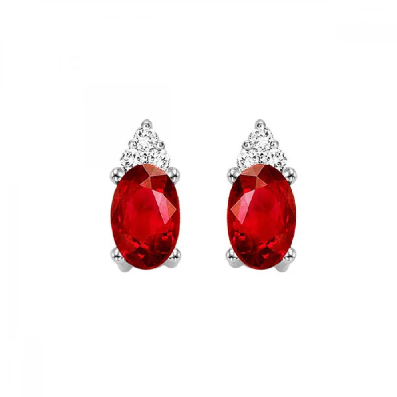 10KT Oval Gemstone Stud Earrings- Garnet (January)