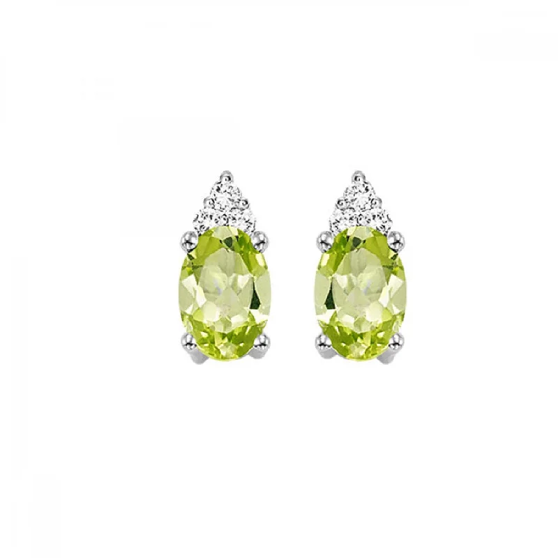 10KT Oval Gemstone Stud Earrings- Peridot (August)