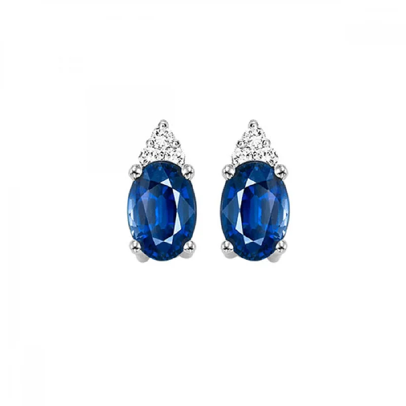 10KT Oval Gemstone Stud Earrings- Sapphire (September)