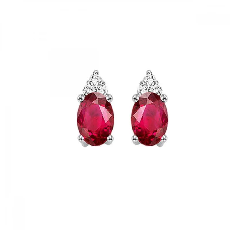 10KT Oval Gemstone Stud Earrings- Ruby (July)