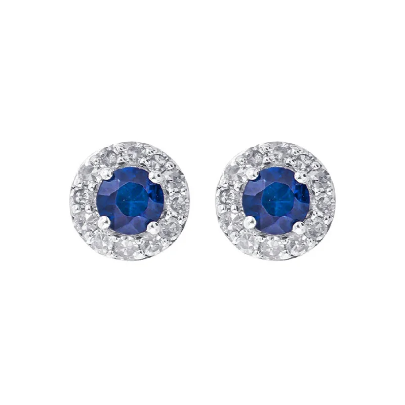 Indian Stud Earrings with Intricacy -10KT White Gold Diamond and Gemstone Stud Earrings